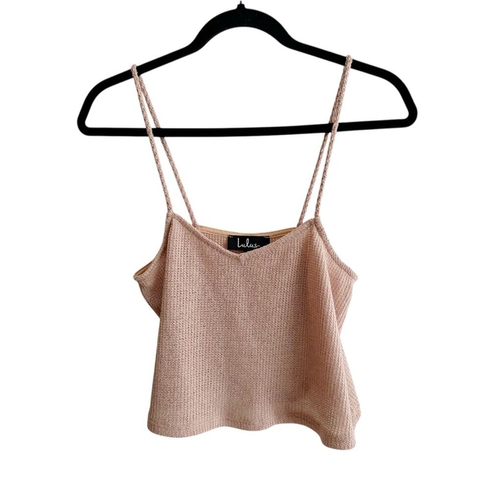 Lulus Cropped Knit Camisole Cami Tank Cream Beige Size Small